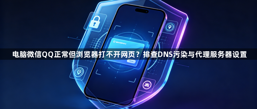 电脑微信QQ正常但浏览器打不开网页?排查DNS污染与代理服务器设置1